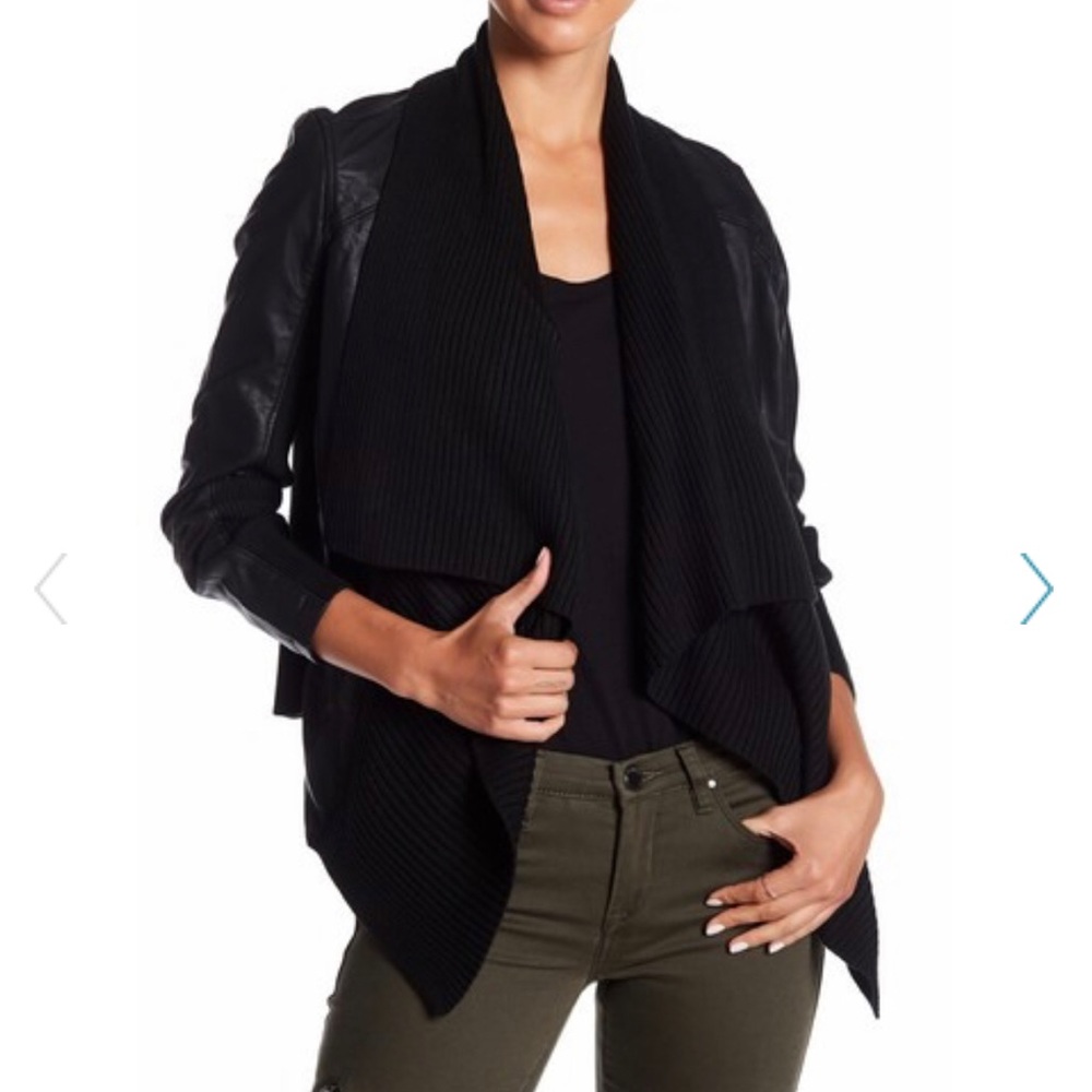 BlankNYC jacket with vegan leather sleeves